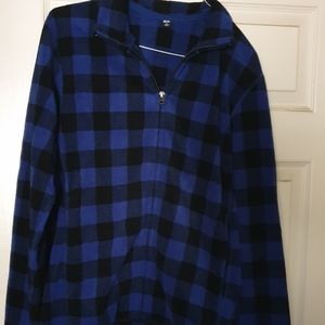 Black & Blue checkered zip up sweater.